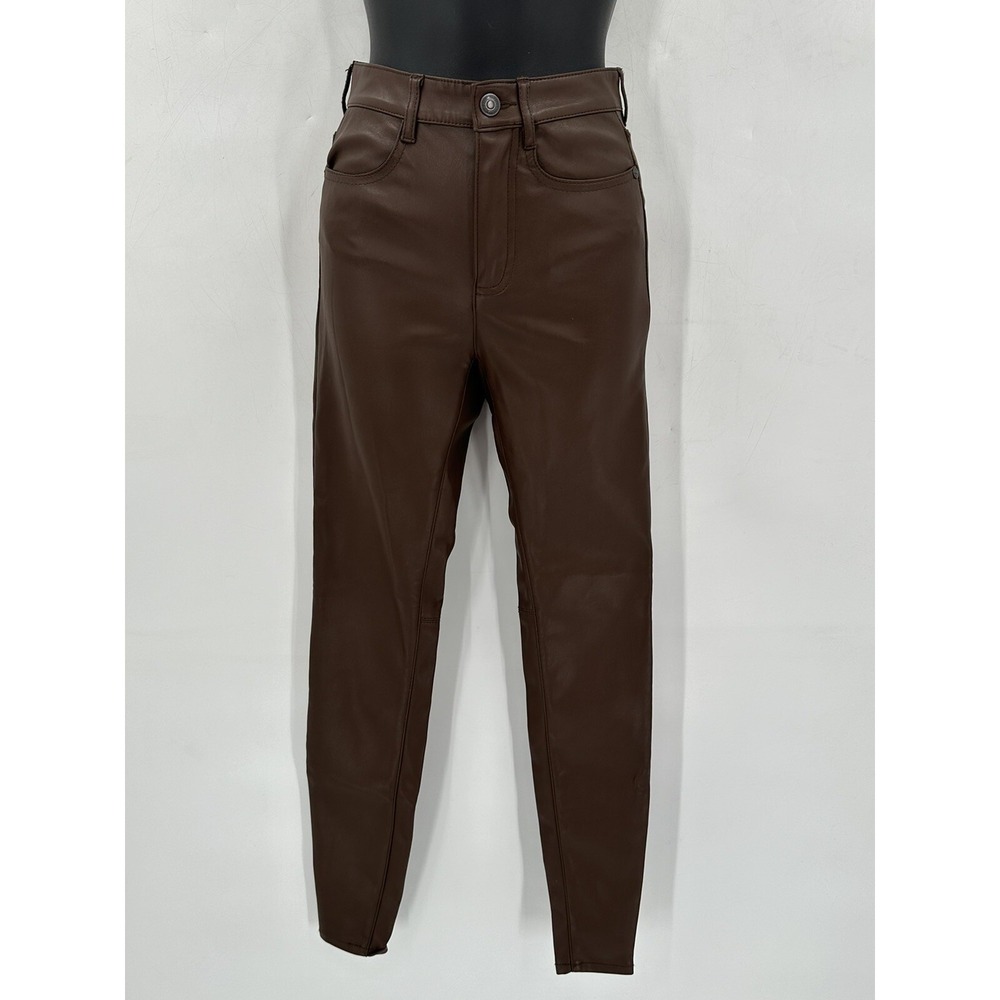 Lot Of 2 Free People High Rise Skinny Faux Leather Pants Brown & Black W's Sz 25